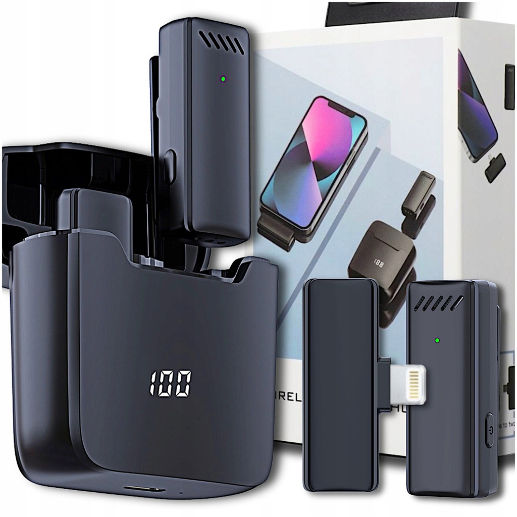 MIKROFON BEZPRZEWODOWY KRAWATOWY POJEMNOŚCIOWY DO TELEFONU USB-C BLUETOOTH
