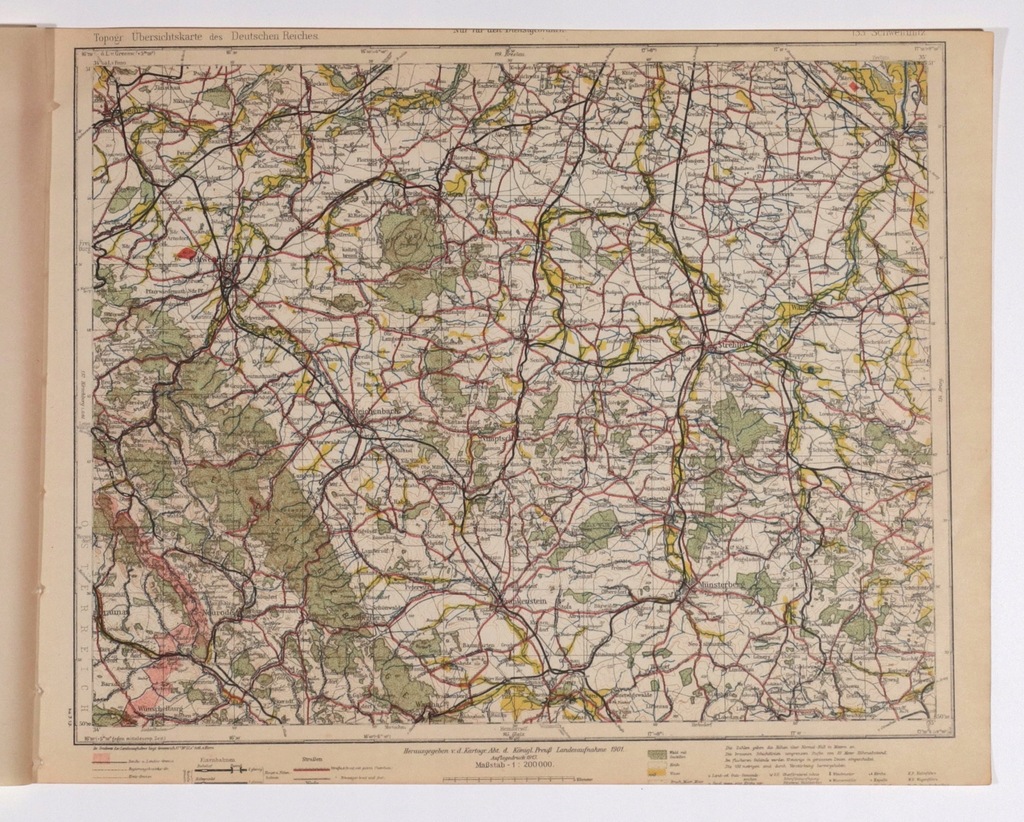 ŚWIDNICA. Topograficzna mapa rejonu Świdnicy. Początek XX w.