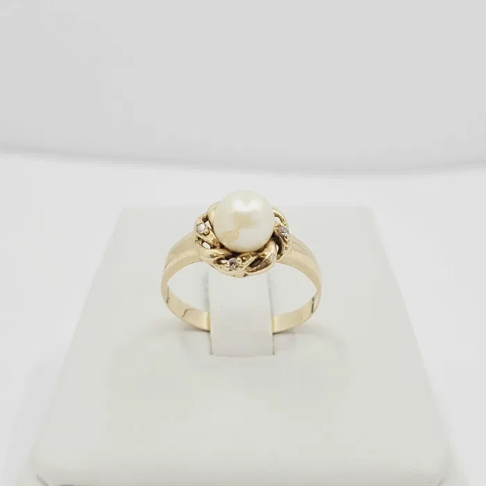 Złoty pierścionek z perłą R.17 585 14k certyfikat autentycznosci
