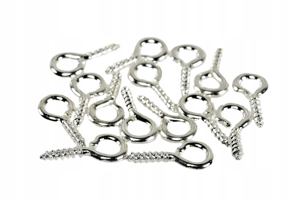 Haczyki WKRĘTY z oczkiem 5x10mm srebrny 15szt.