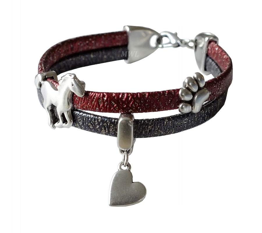 Bransoletka jeździecka z koniem łapką metalik