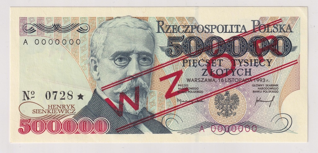 500000 Złotych Polska 1993 Wzór UNC