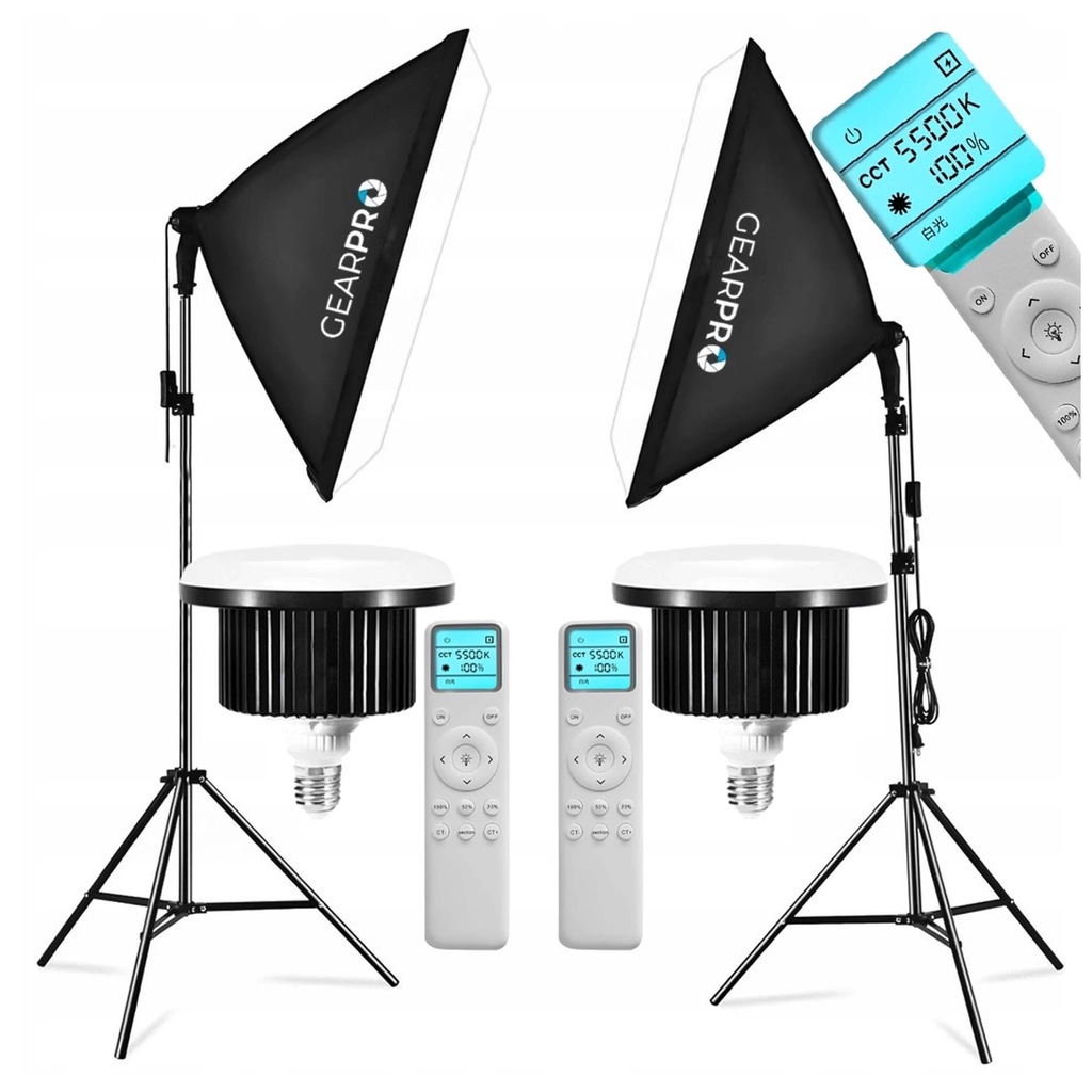 2x LAMPY STUDYJNE SOFTBOX 50x70 cm 100W LED Ciągłe Światło Zestaw Softbox