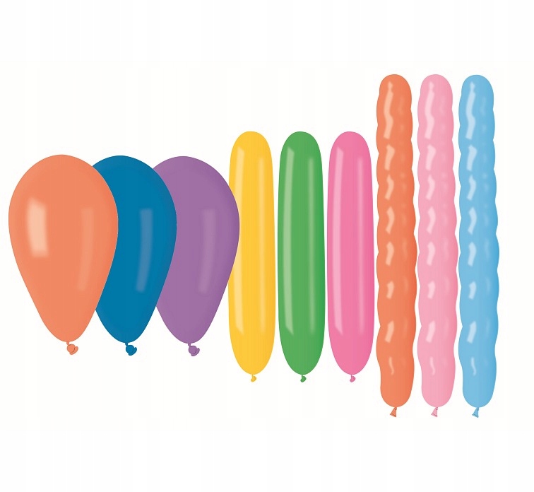 Zestaw Kolorowych Balonów w Różnych Kształtach