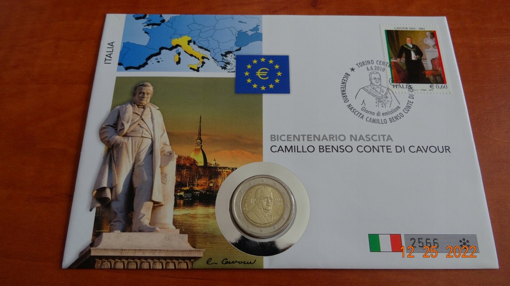 Włochy 2 euro 2010 koperta numizmatyczna