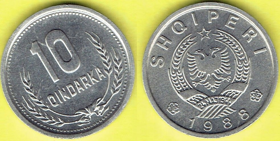 Albania 10 Qindarka 1988 r.