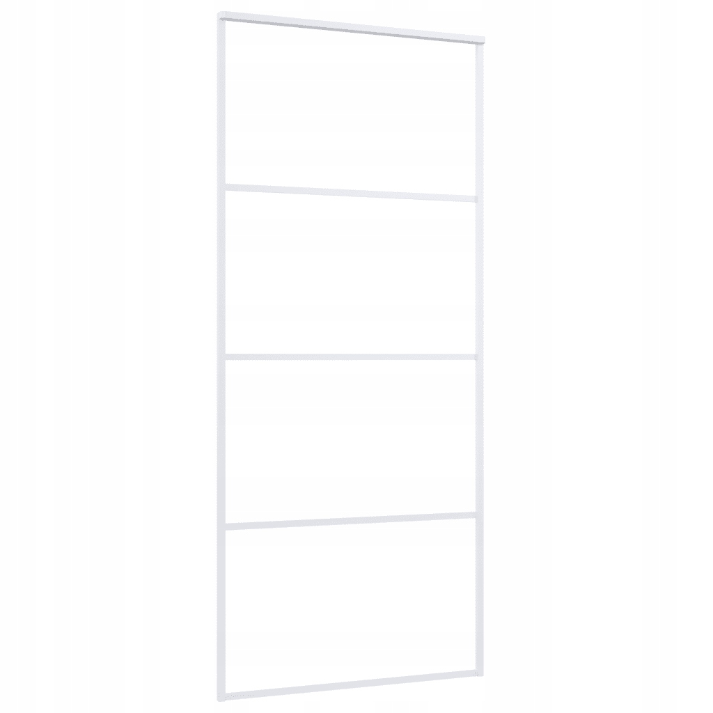 vidaXL Drzwi przesuwne, szkło ESG i aluminium, 90x205 cm, białe