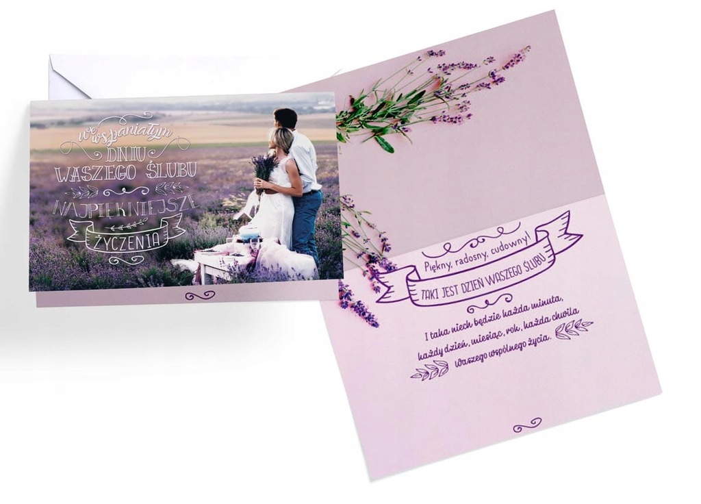 Karnet kartka na ślub ślubna z efektem 3D