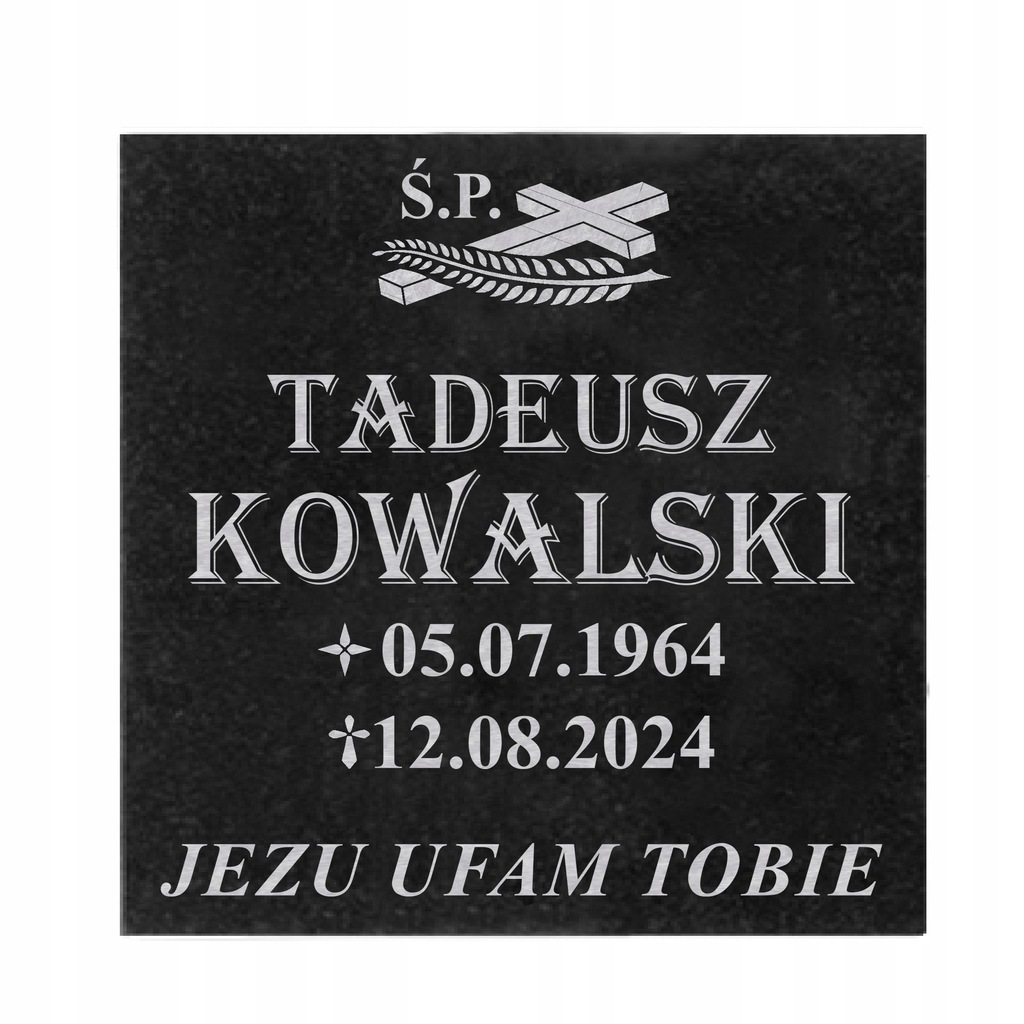 TABLICZKA GRANITOWA NAGROBNA NA POMNIK GRÓB KRZYŻ 30x30 cm ALGERIAN