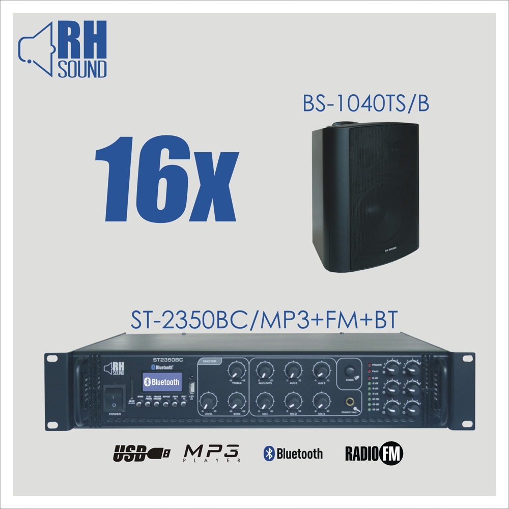 RH SOUND ST-2350BC/MP3+FM+BT + 16x BS-1040TS/B - n