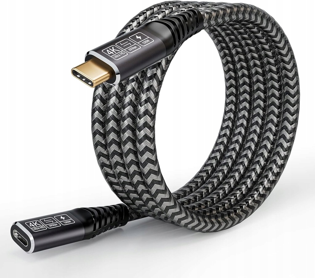CAKOBLE KABEL USB-C 20 Gbps 100 W/5 A USB C 3 M PRZEDŁUŻACZ 4K @ 60Hz
