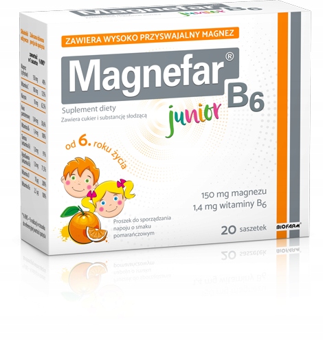 Magnefar B6 Junior 20 Sasz Magnez Dzieci Od 6 Rż
