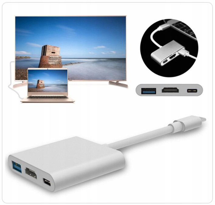 Купить АДАПТЕР ХАБ 3 В 1 USB-C HDMI 4K MACBOOK: отзывы, фото, характеристики в интерне-магазине Aredi.ru