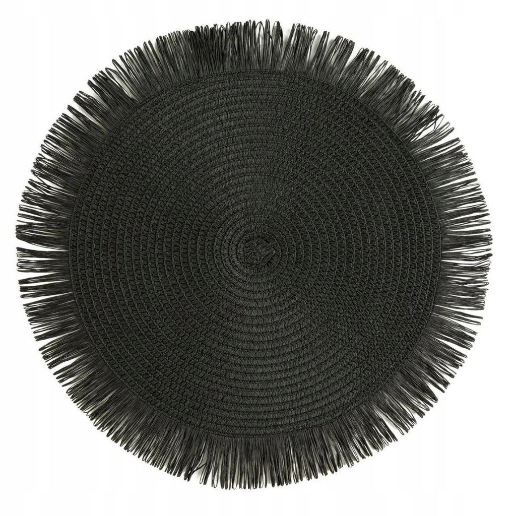 Podkładka BOHO/1 czarna średnica 38 cm Podkładka dekoracyjna z frędzlami w