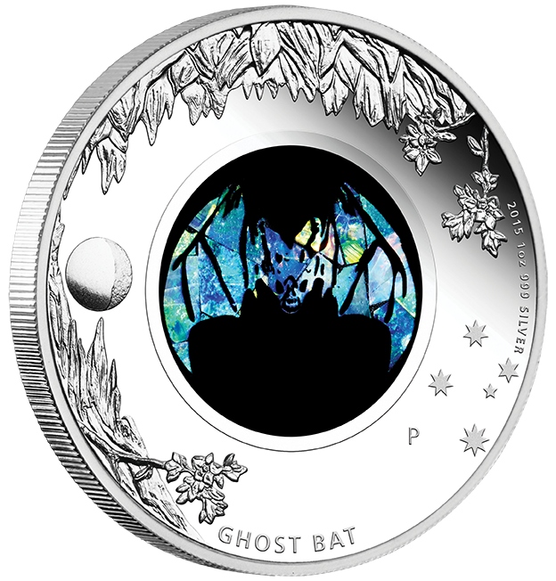 2015 Australian Opal Lunar Series Ghost Bat 1 oz Silver Proof Coin