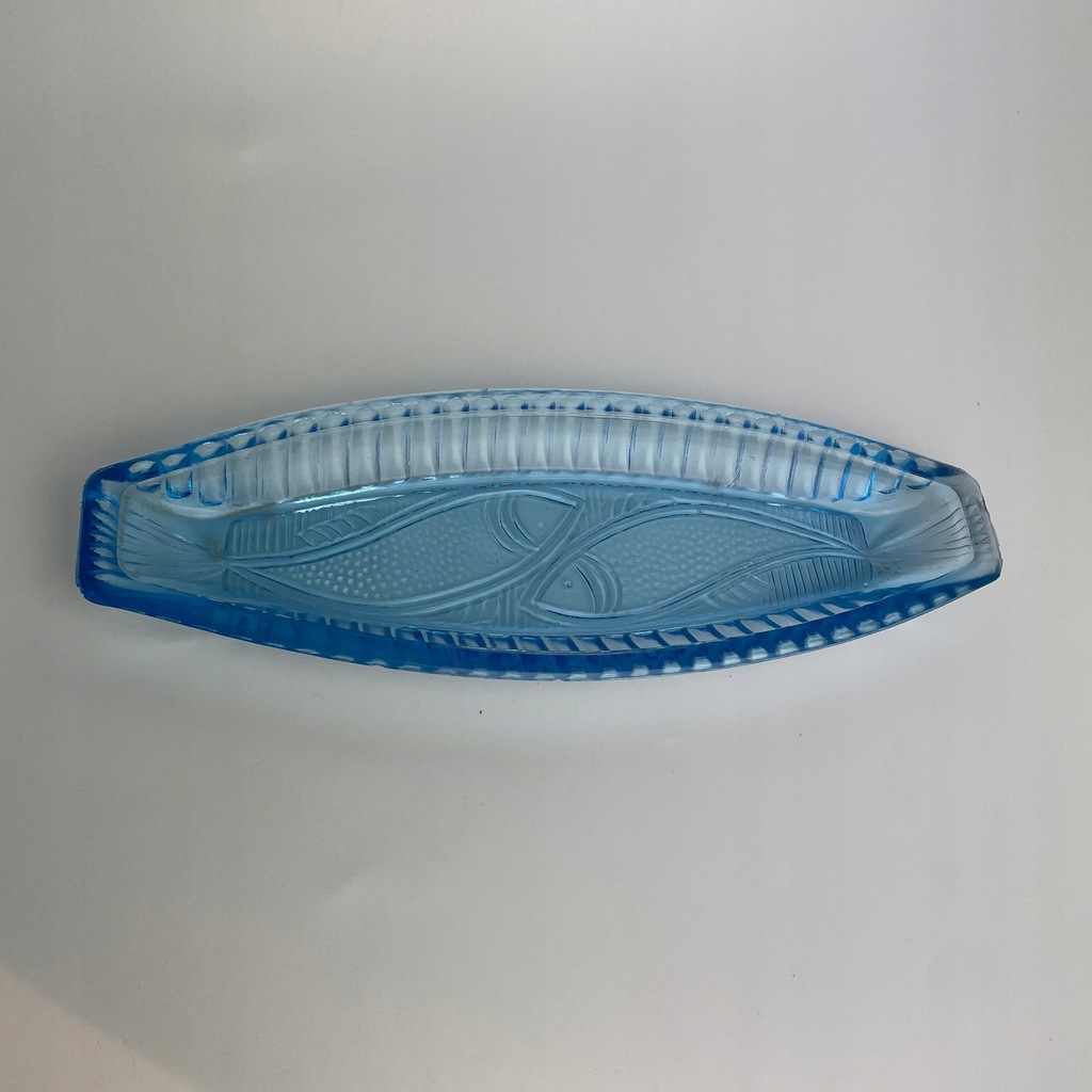 Śledziówka patera podłużna szkło prasowane ryby rybki