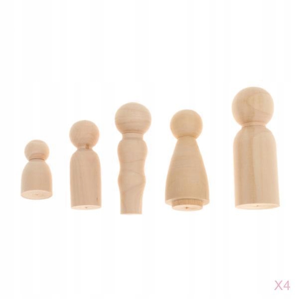 20pcs Wooden Peg Doll Little People Standard Family Peg Child Doll DIY