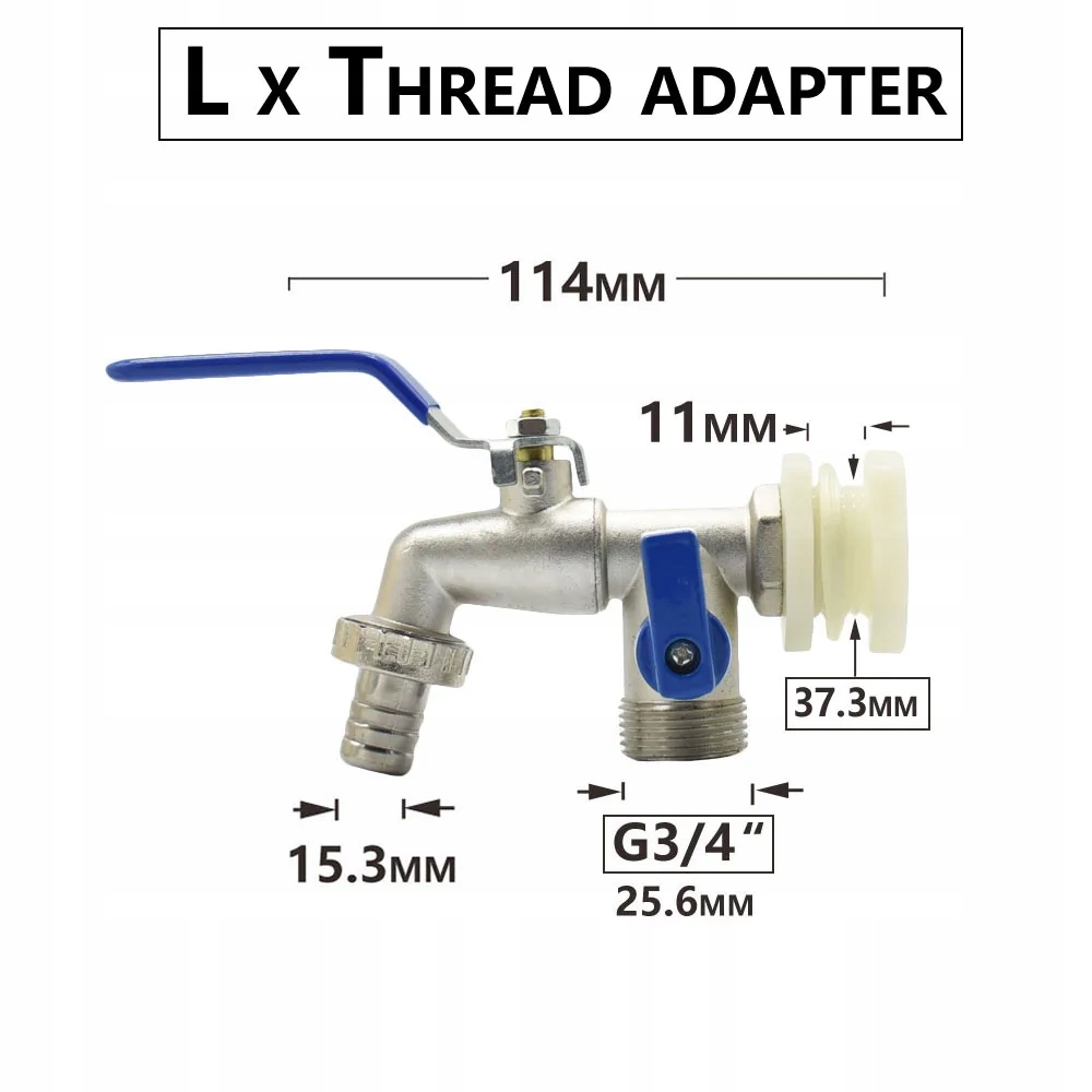 1/2'' Thread IBC Water Tank Connector Tap 2-Way Ga