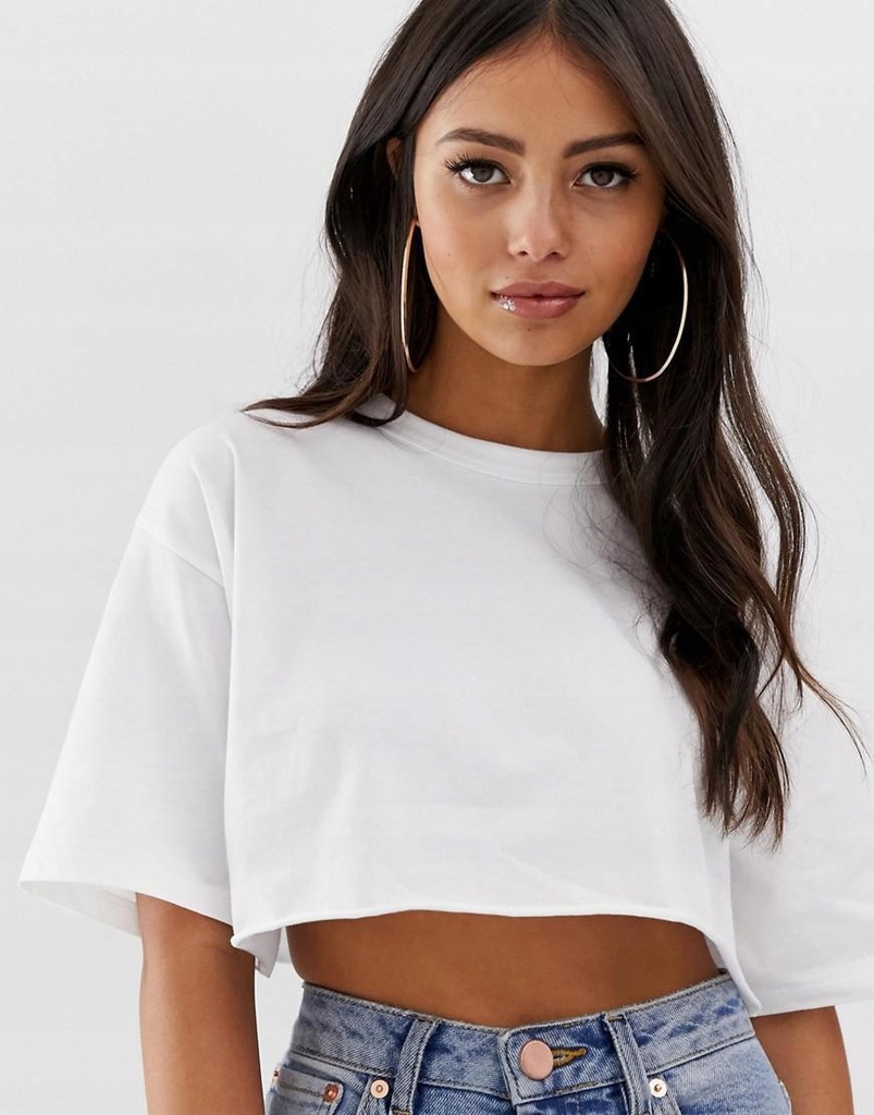 ASOS PETITE_XDI KRÓTKI BIAŁY BAWEŁNIANY T-SHIRT__L