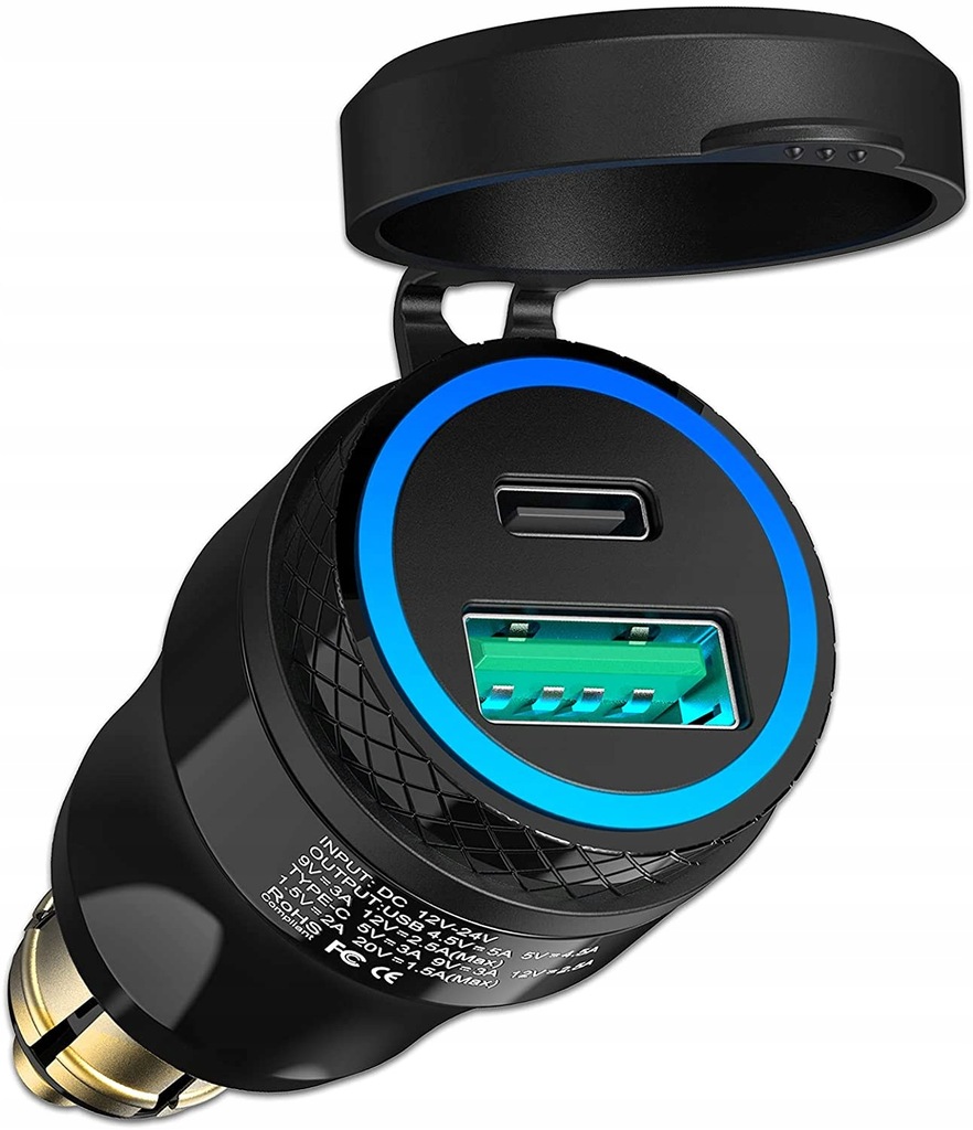 PD 3.0 USB C adapter do BMW motocykle DIN Hella EU