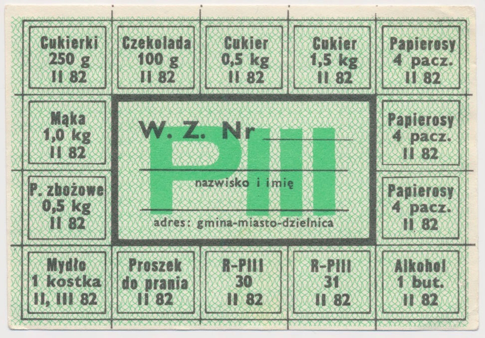 7511. Kartka żywnościowa, PIII - 1982 luty