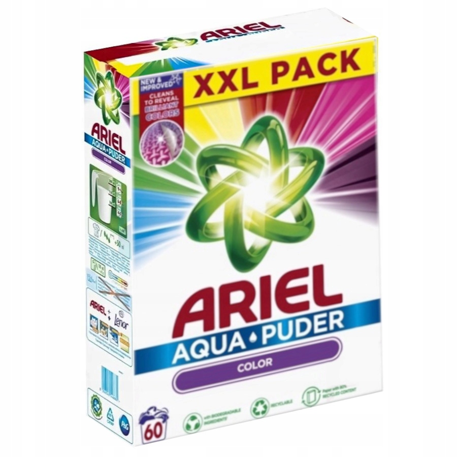 ARIEL XXL PROSZEK DO PRANIA KOLORÓW 3,9 KG 60 PRAŃ - 12672931142 ...