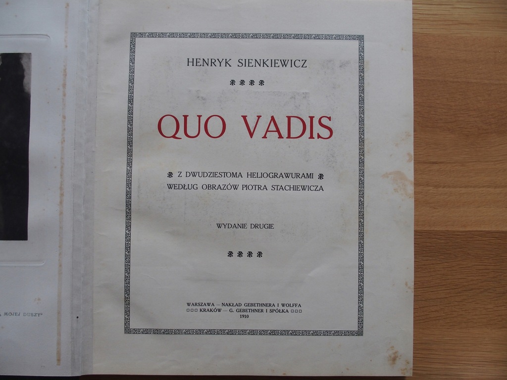 QUO VADIS piękne wydanie 1910r.