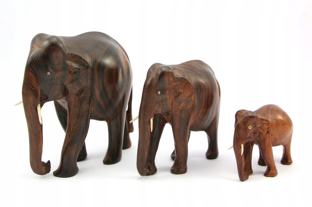 Figurka słoń - zestaw 3 figurek drewnianych 2224