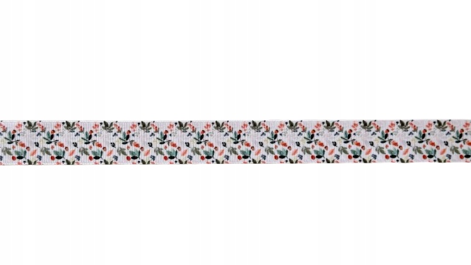 Wstążka tasiemka taśma rypsowa ryps zima jemioła kwiatuszki 0.5m WR25009