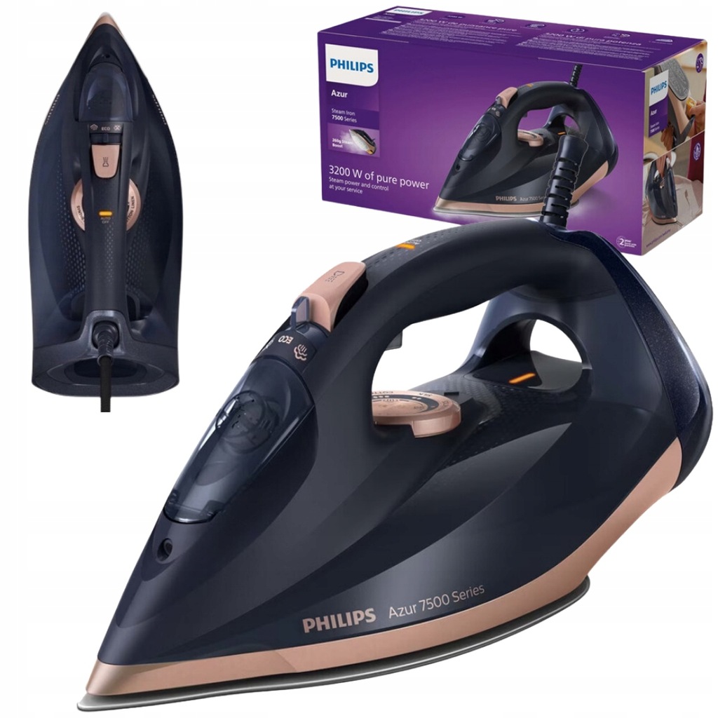 MOCNE ŻELAZKO PAROWE PHILIPS 3200W SYSTEM ANTYWAPIENNY PRASOWANIE W PIONIE