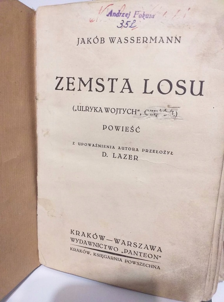 Jakób Wassermann - Zemsta losu ok 1930