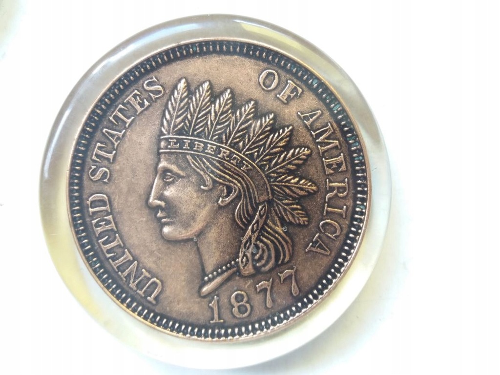 Duży model monety 1 cent USA 1877 w akrylu