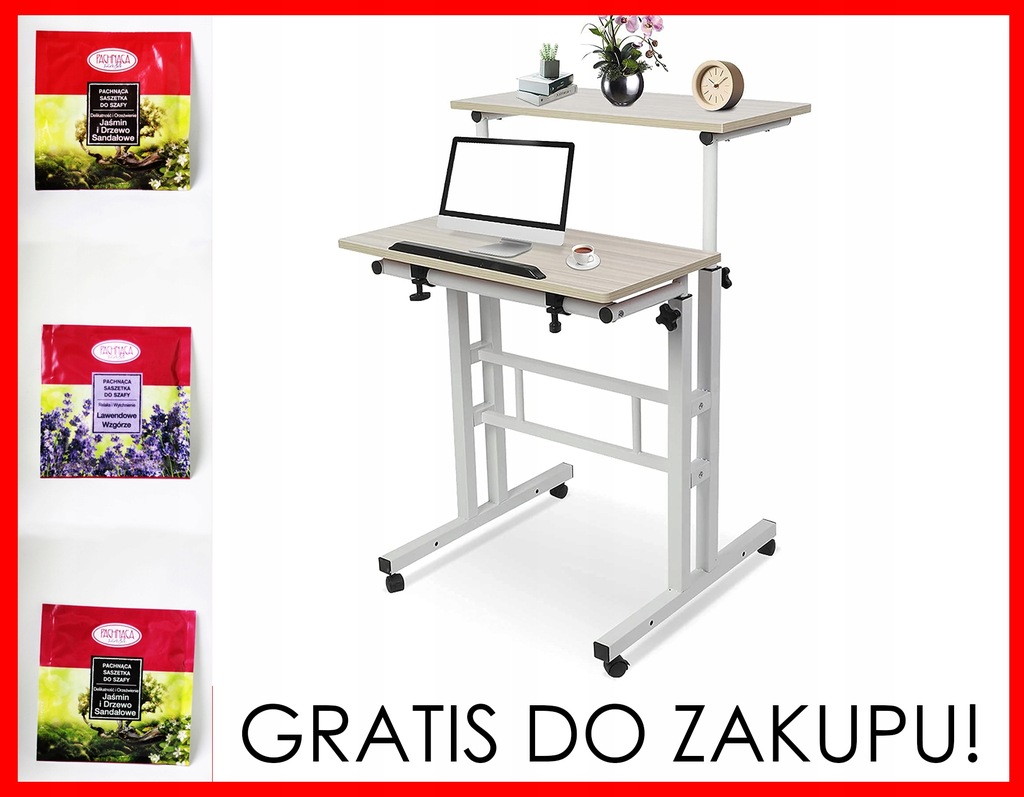 Stolik pod laptopa DWUPOZIOMOWY mobilny +GRATIS