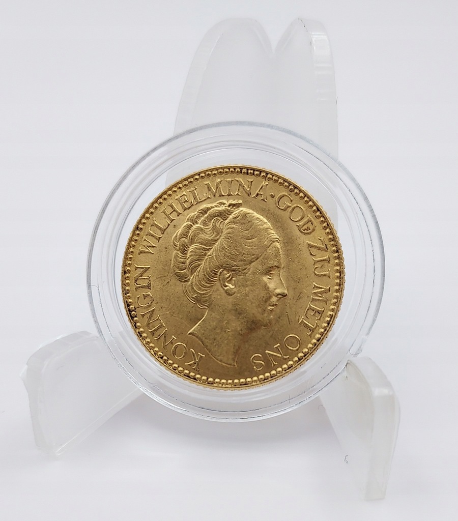 Złota Moneta 10 Guldenów Wilhelmina Holandia 1925