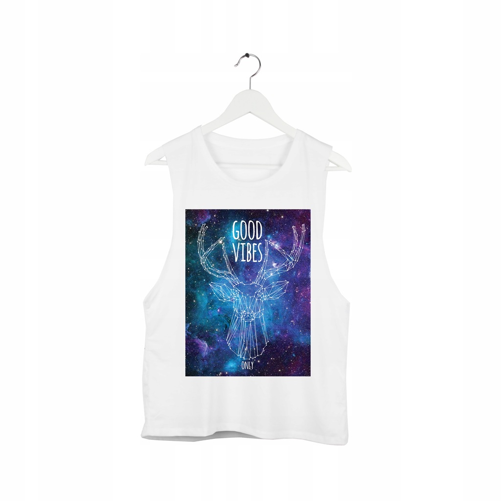 T-shirt open sleeve biały nadrukiem good vibes