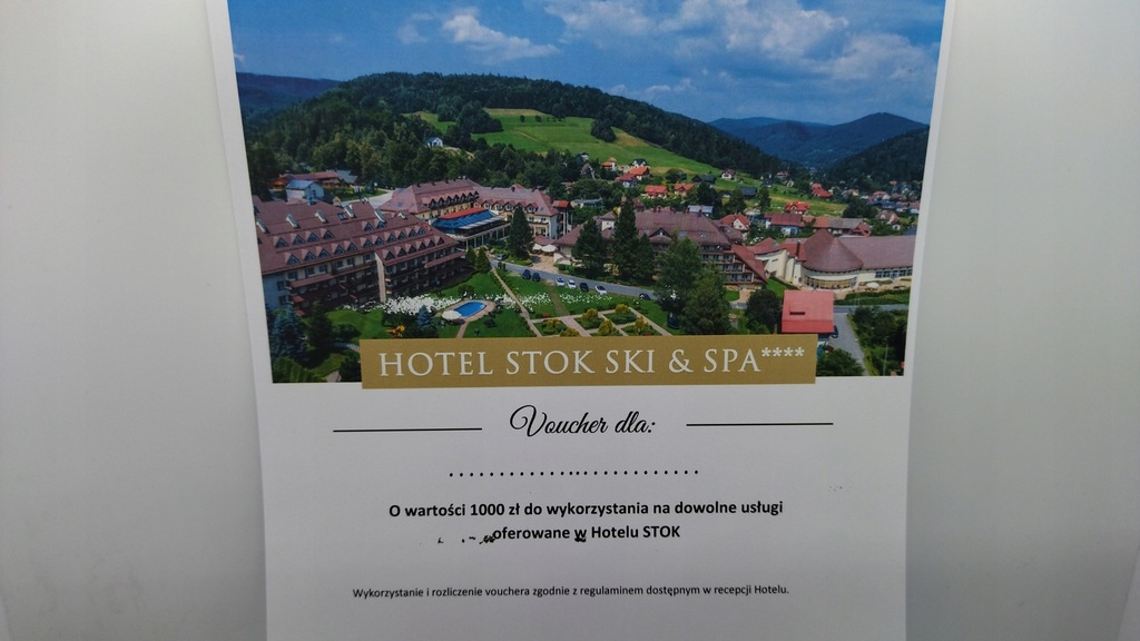 Voucher hotel Spa STOK Wisła wartości 1000zł