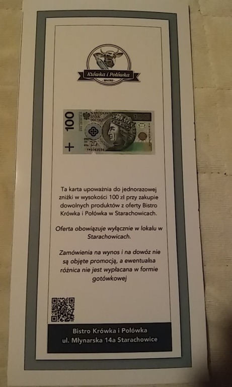 Voucher do Bistro KRÓWKA I POŁÓWKA