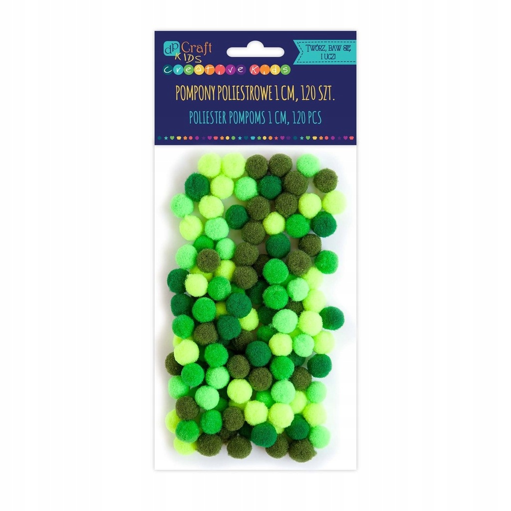 Pompony poliestrowe 1 cm ZIELONE 120 sztuk