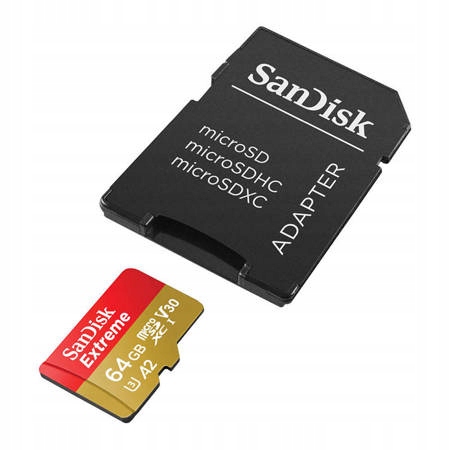 SANDISK EXTREME KARTA PAMIĘCI MICROSDXC DO TELEFONU KAMERY 64 GB 190MB/S U3