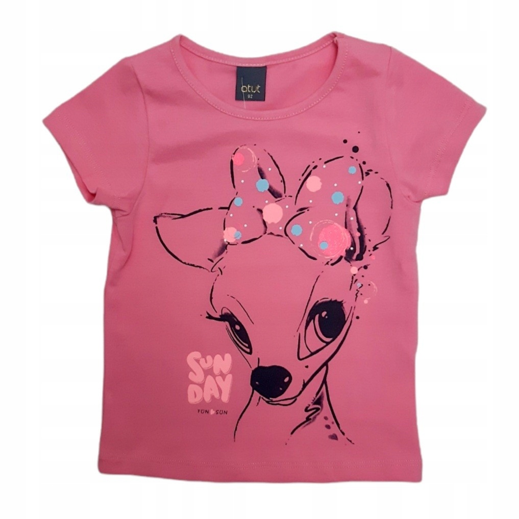 Koszulka bluzka T-Shirt BAMBI 116 (5-6 Lat) Różowy