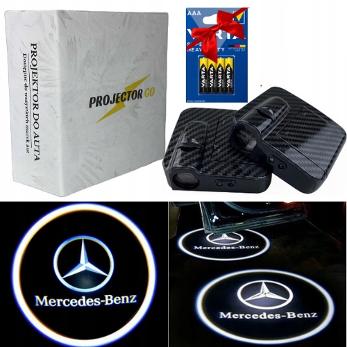 LED LOGO ŚWIATŁO PROJEKTOR 3D MERCEDES KLASA A C E CLA GLA + GRATIS BATERIE