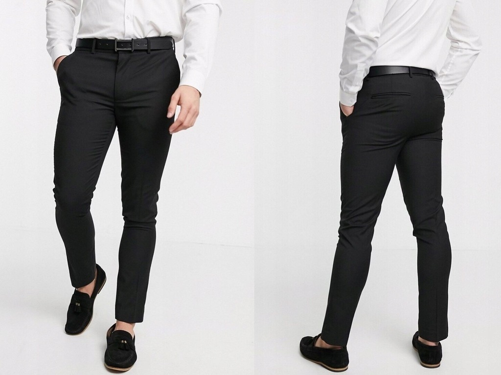New Look Czarne spodnie garniturowe 30/32