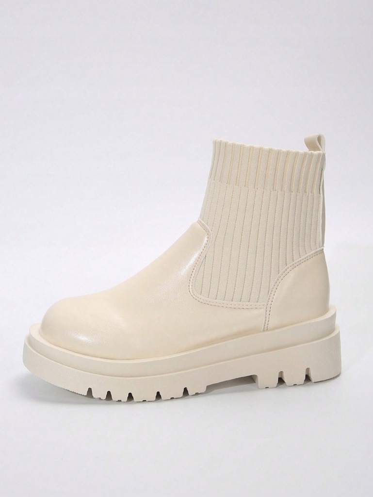 SHEIN BOTKI DAMSKIE BEŻOWE ZA KOSTKĘ JEDNOLITE WSUWANE 38 478