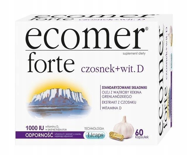 Ecomer Forte Czosnek + vit. D3, 60 kapsułek Data 30.11.2024r.