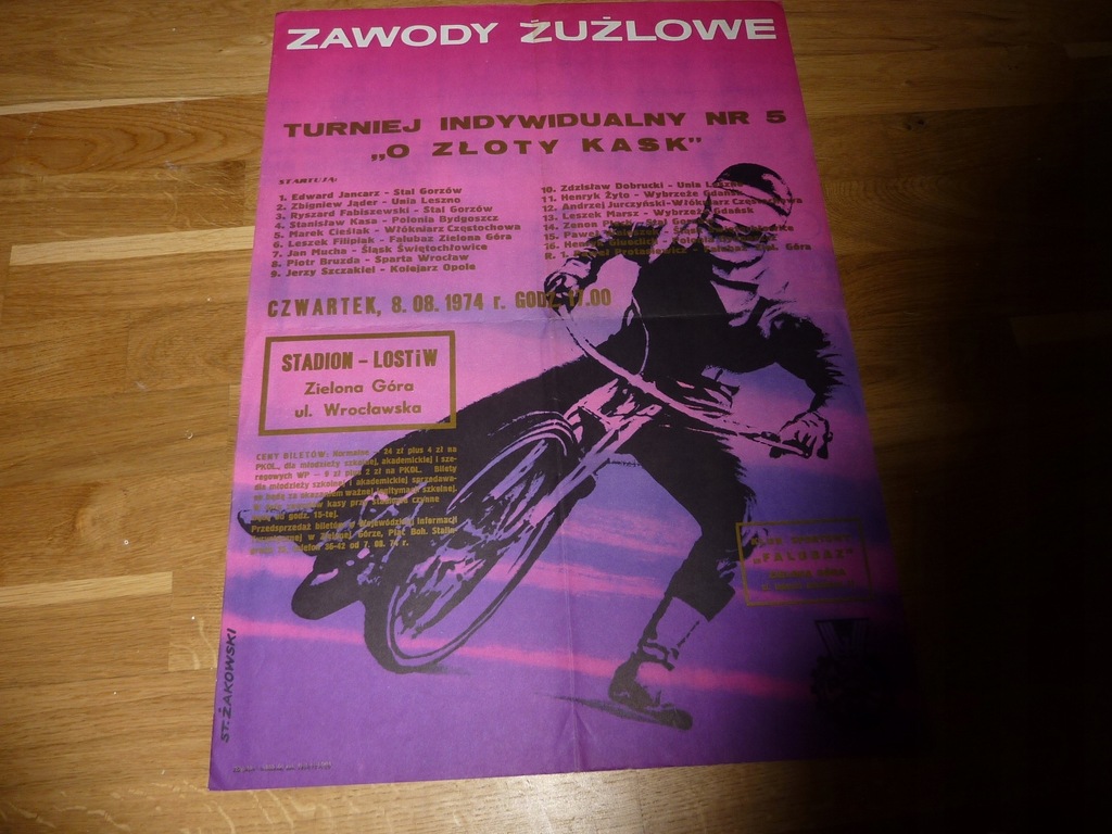 żużel ZAWODY ŻUŻLOWE ZŁOTY KASK 1974 ZIELONA GÓRA