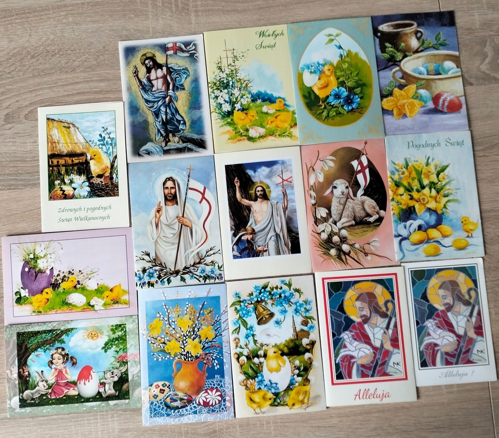 POCZTÓWKI MALOWANE USTAMI - WIELKANOC 15 SZT