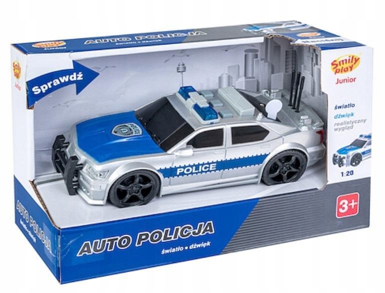 AUTO POLICJA ŚWIATŁO DŹWIĘK, SMILY PLAY