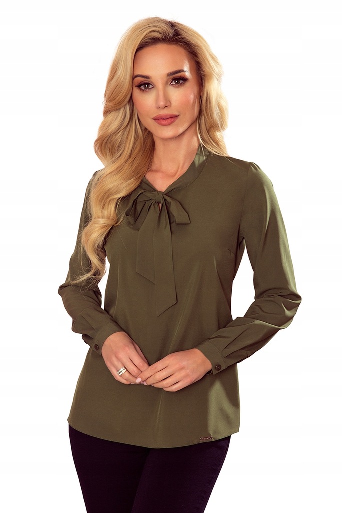 Bluzka Koszulowa Elegancka Wiązana KHAKI XXL 44