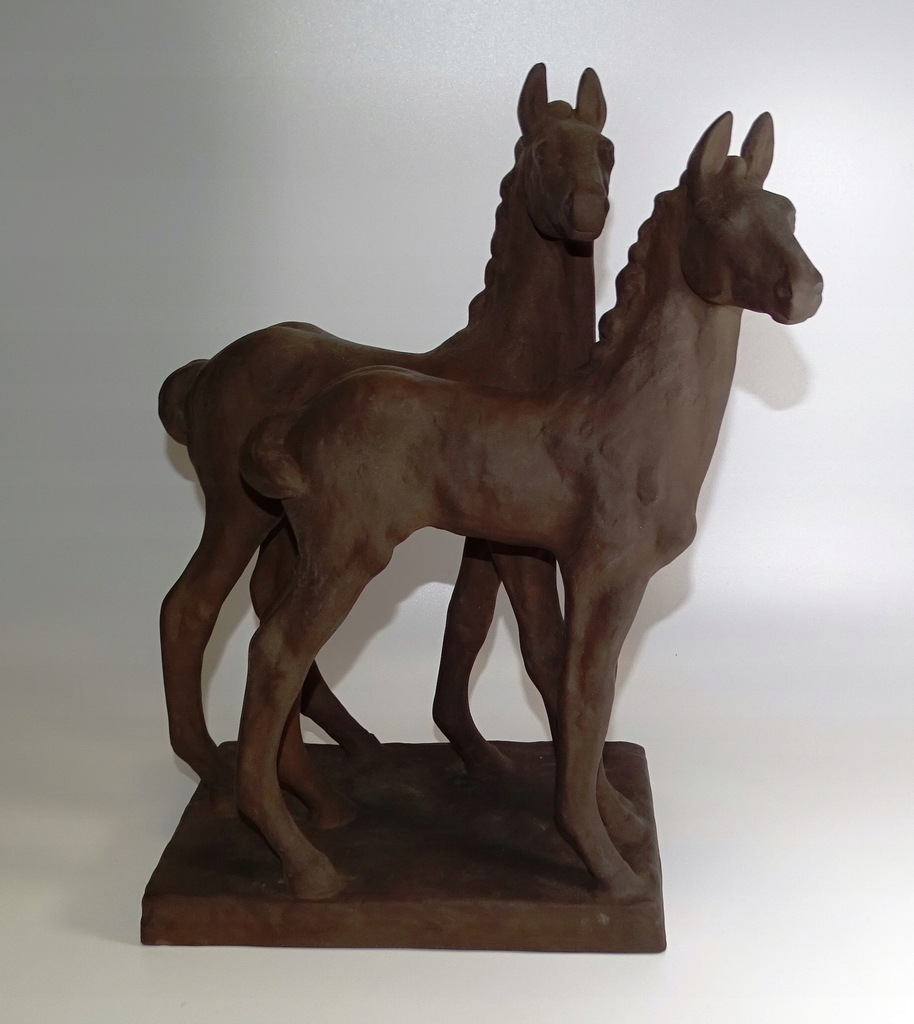 Terakota grupa figuralna konie KARLSRUHE lata 30te