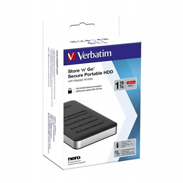 Verbatim zewnętrzny dysk twardy, Store N Go Secure Portable, 2.5", USB 3.0
